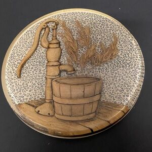 Vintage Lucite Trivet Rustic Country Farm Water Pump & Pail 3-D Rare Find